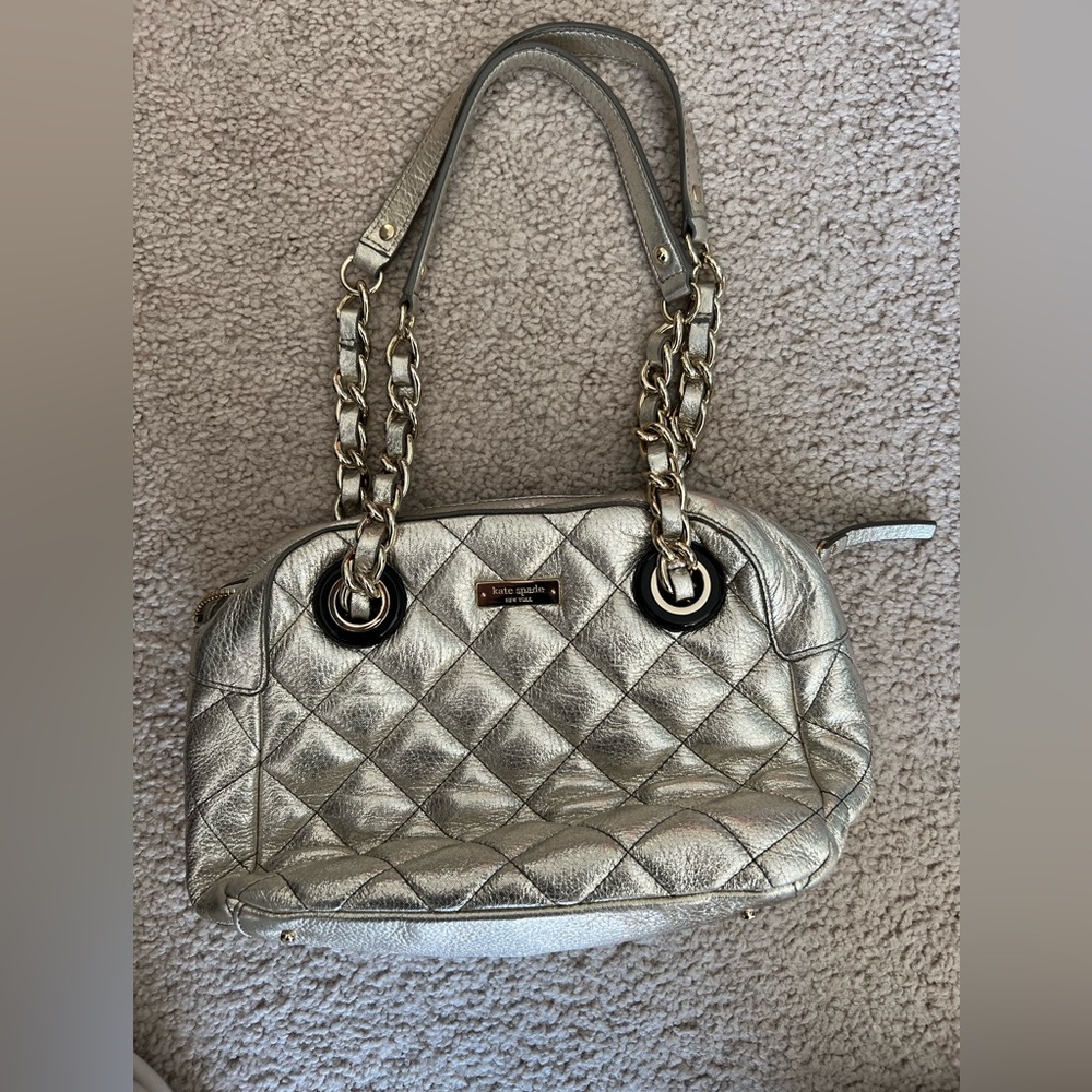 Kate Spade Silver Quilted Shoulder Bag